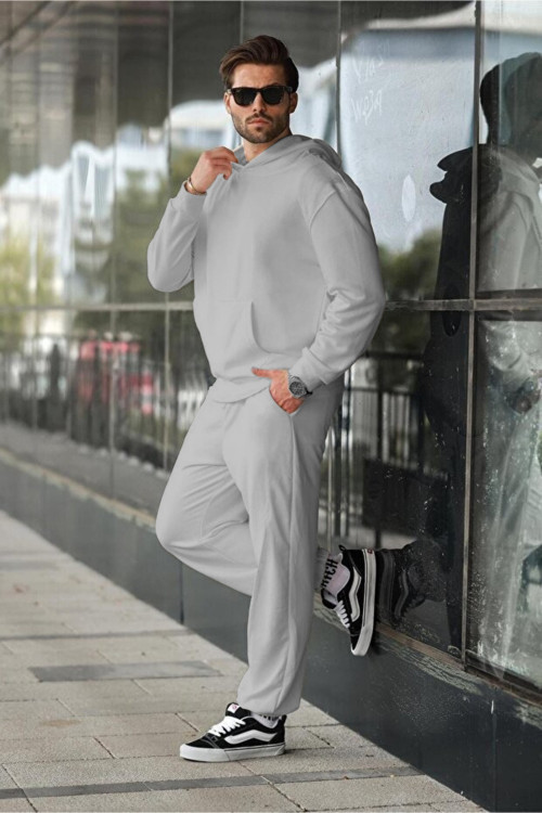 Erkek Hoodie Bol Paça Baggy Salaş Kapşonlu Rahat Kesim Eşofman Takımı