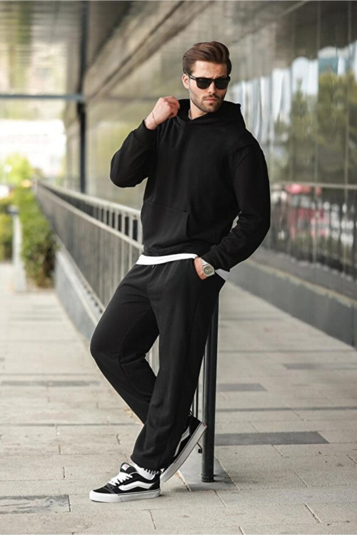 Erkek Hoodie Bol Paça Baggy Salaş Kapşonlu Rahat Kesim Eşofman Takımı