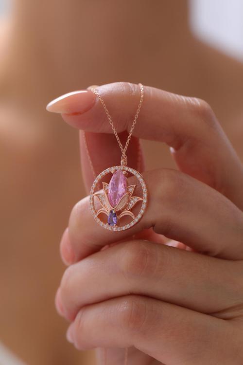 Gümüş Lotus Çiçeği Kolye | 925 Ayar Gümüş Kolye