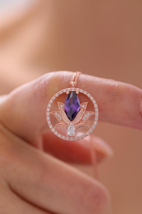 Gümüş Lotus Çiçeği Kolye | 925 Ayar Gümüş Kolye