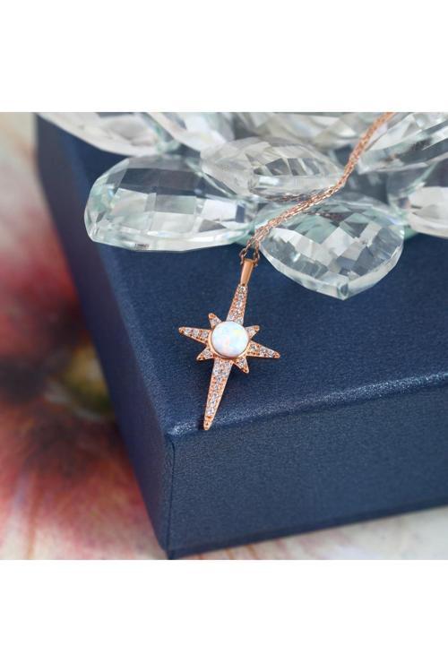 Opal Taşlı Sirius Kolye 925 Ayar Gümüş Kolye