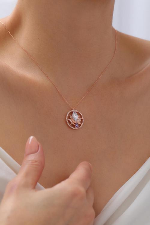 Gümüş Lotus Çiçeği Kolye | 925 Ayar Gümüş Kolye