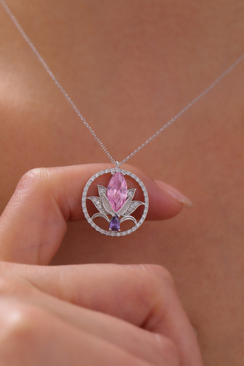 Gümüş Lotus Çiçeği Kolye | 925 Ayar Gümüş Kolye