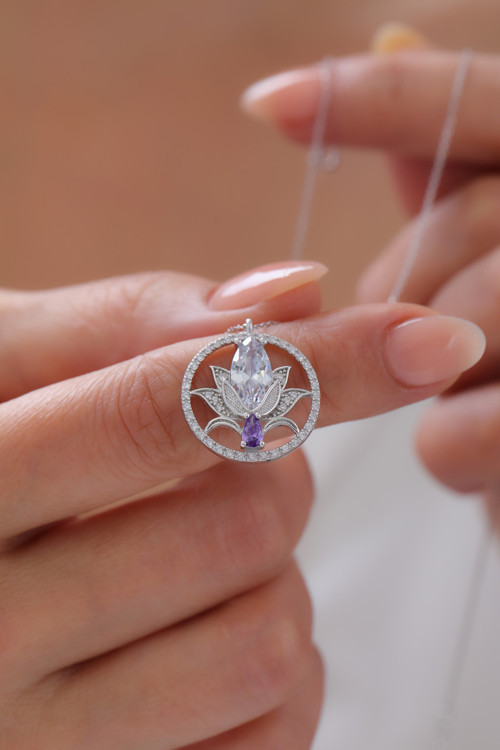 Gümüş Lotus Çiçeği Kolye | 925 Ayar Gümüş Kolye