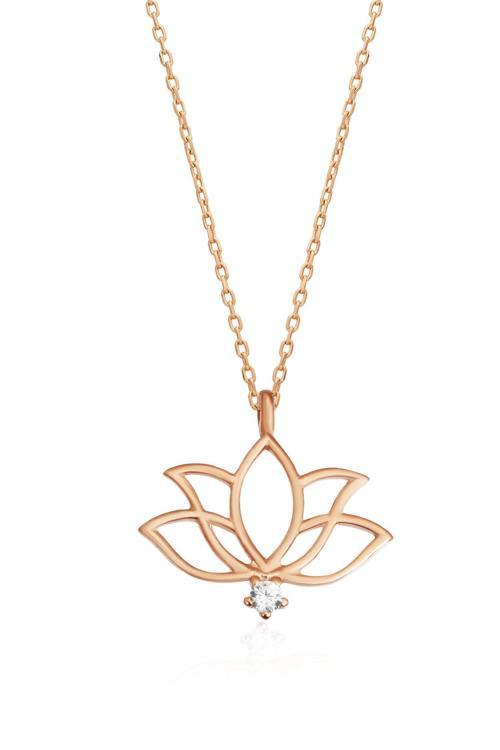 Minimal Lotus Çiçeği Kolye - 925 Ayar Gümüş Kolye