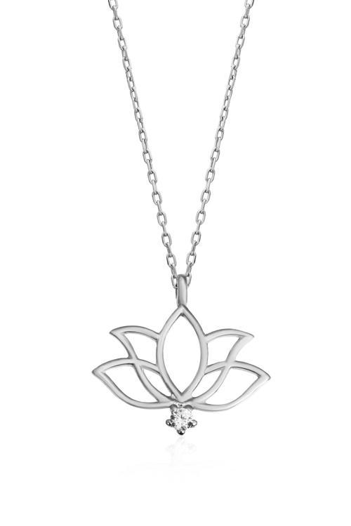 Minimal Lotus Çiçeği Kolye - 925 Ayar Gümüş Kolye