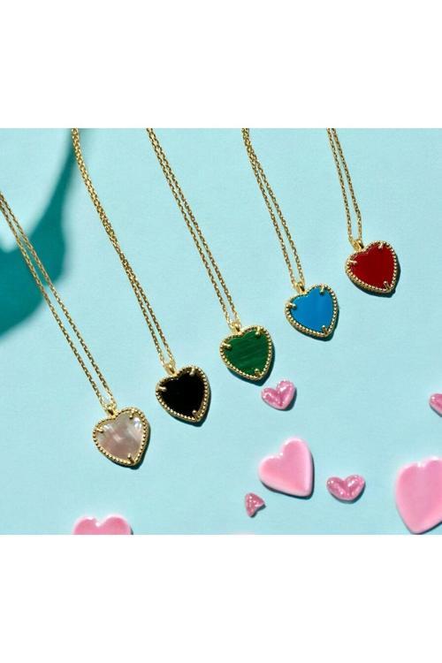 Kalp Kolye (Gold)| 925 Ayar Gümüş Kolye