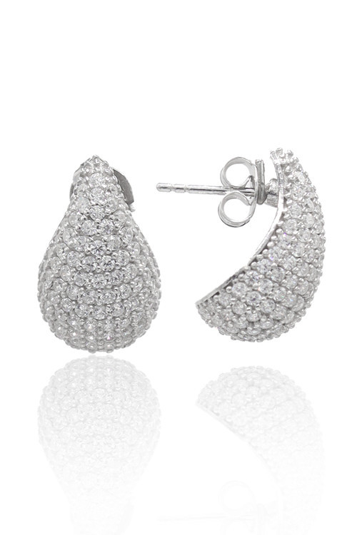 Damla Kesim Zirkon Taşlı 925 Ayar Gümüş Kadın Küpe 201022860