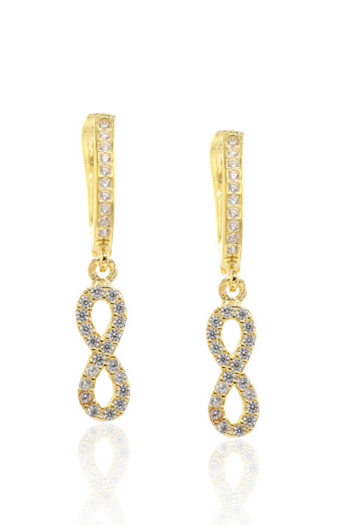 Sonsuzluk Model Zirkon Taşlı Gold Kaplama Gümüş Küpe 201022740