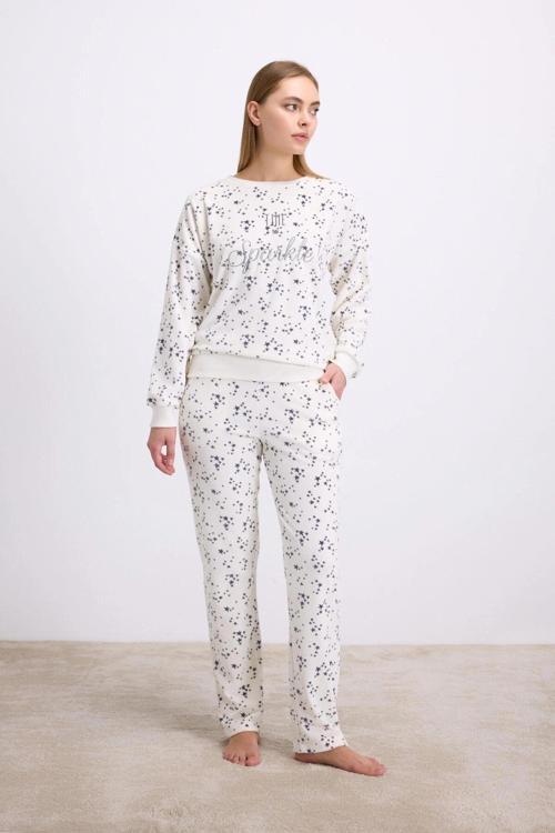 MDB MdbShop Yıldız Desenli Tencel Pamuklu 2li Pijama Takımı