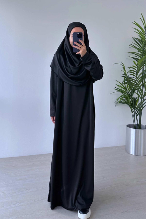 Tek Parça Namaz Elbisesi - Siyah