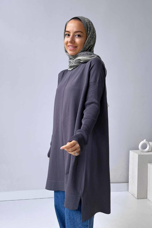 Mira Merserize Tunik - Füme