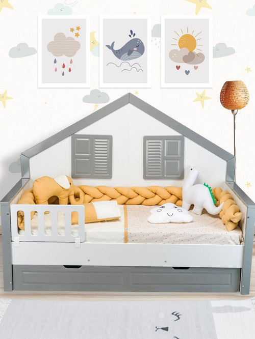 Örgülü Montessori Uyku Seti 90x190 Cm - Kahverengi Standart