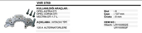 DİOT TABLASI OPEL ASTRA VECTRA CORSA 1.7 DTI