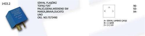 SİNYAL FLAŞÖRÜ FIAT PALIO SIENA WEEKEND SW MAREA BRAVA DUCATO UNO 7573490 .