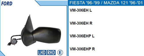 DİKİZ AYNASI SAĞ MAZDA 121 96- /D FORD FIESTA 96- ELEKTRİKLİ ISITMALI