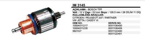 KOLLEKTÖR VW CADDY VI/JETTA/PEUGEOT 307/PARTNER 011 217 BOSCH TİP