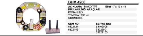 KÖMÜR YUVASI FIAT SLX-TEMPRA 99->(224-461) MAKO TİP