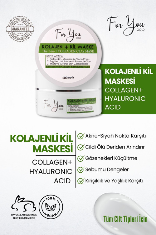 Collagen Hyaluronic Acid Arındırıcı,gözenek Sıkılaştırıcı, Siyah Nokta Karşıtı Kil Maskesi 100 ml