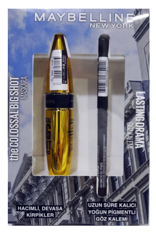 Maybelline Maskara The Colossal Big Shot Daring Black - Ekstra Siyah + Lasting Drama Çevirmeli Jel Uzun Süre Kalıcı Siya