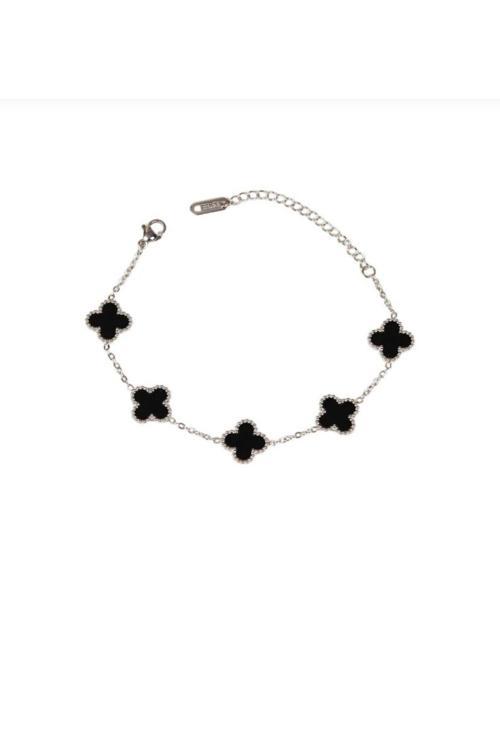 Yonca Siyah Renkli Gümüş Ve Gold Bileklik