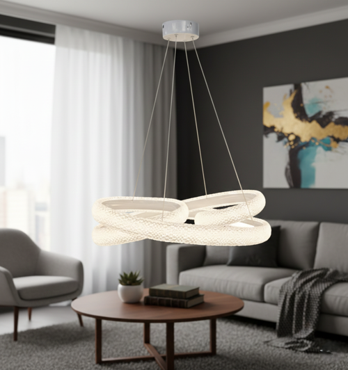 DG2013 Sonsuz Loop Formlu LED Sarkıt RGB LED Avize – Beyaz Kasa (Modern Tasarım)