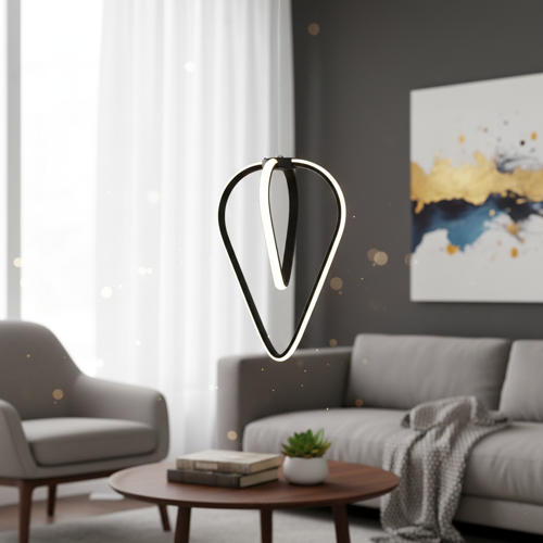 DG2022 Damla Formlu Siyah Sarkıt RGB Avize – Beyaz/Siyah (Yerli Üretim)