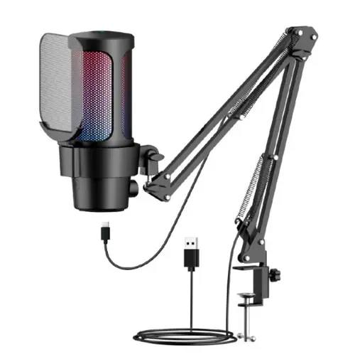 M8 USB Kablolu PC/PS5 Uyumlu Siyah RGB Mikrofon