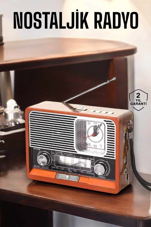 Ahşap Görünümlü Retro Bluetooth Radyo USB,AUX Ve SD Kart Girişli