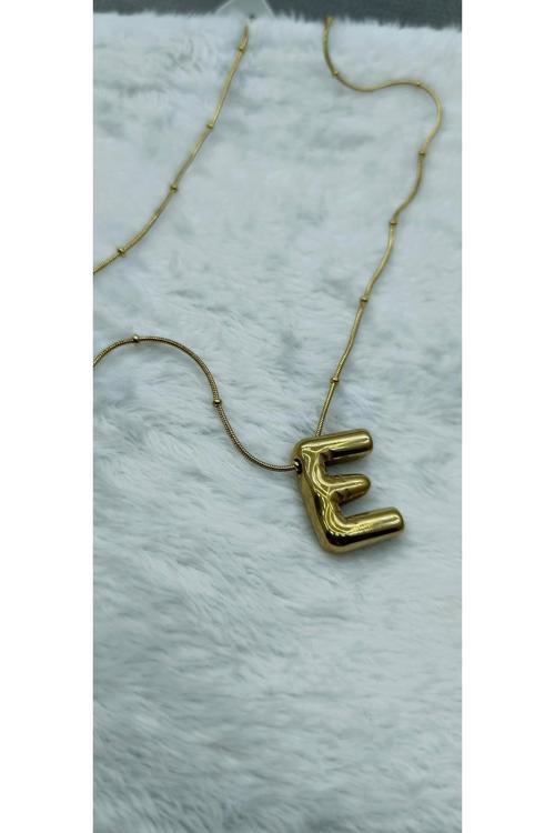 E Harfi Çelik Kolye