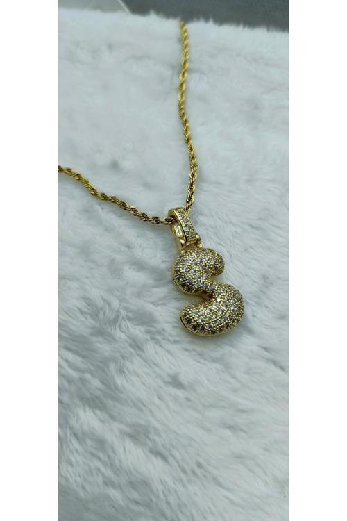 S Taşlı Harf Kolye