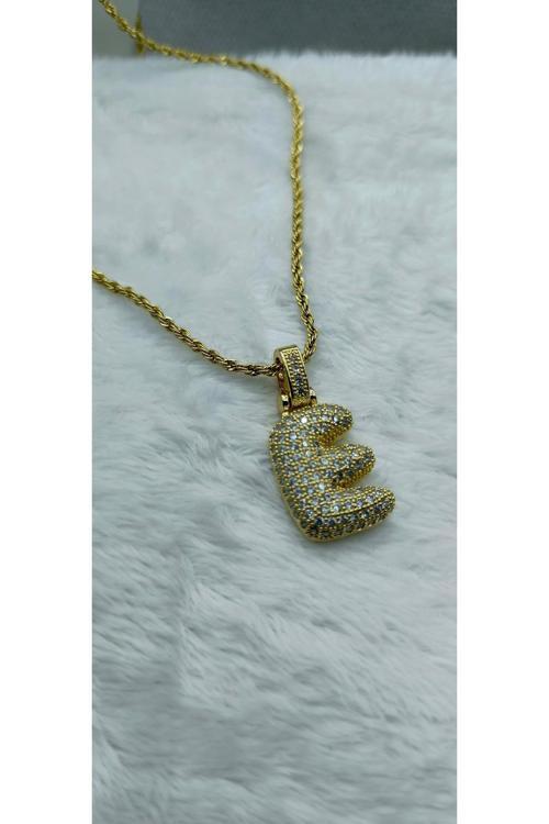 E Taşlı Harf Kolye