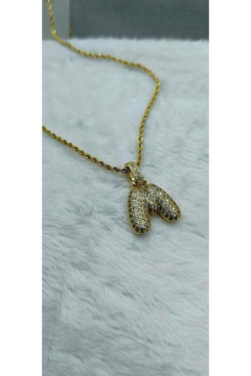 M Taşlı Harfli Kolye