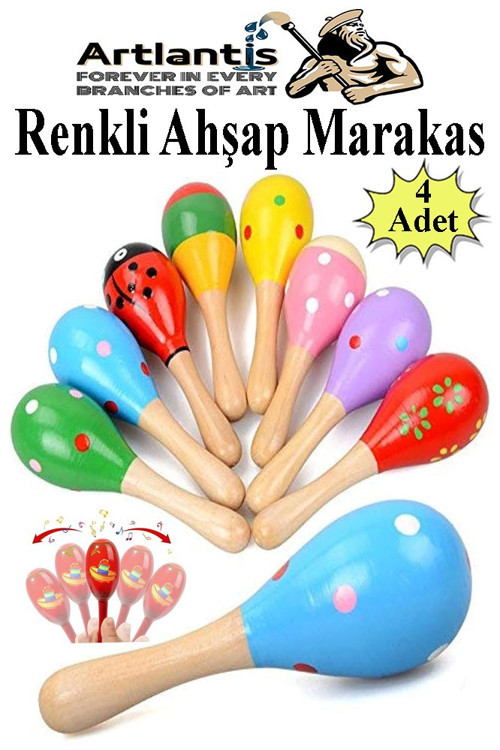 Renkli Marakas 4 Adet 19 cm Renkli Çıngıraklar Eğlenceli Müzik Aksesuarları Çocuk Eğitici Oyuncak Marakas Renkli