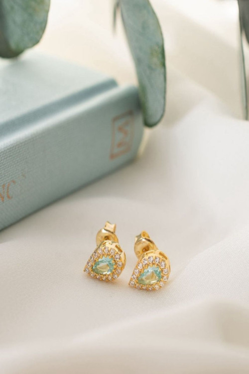 925 Ayar Gümüş Mart Ayı Doğum Taşı ( Aquamarine ) Damla Küpe
