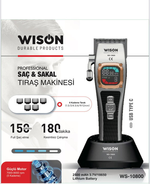 WISON WS-10800 Profesyonel Saç & Sakal Tıraş Makinesi (Yeni Ürün)