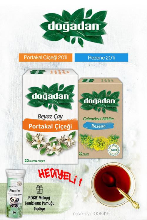 Rezene ve Beyaz Çay Portakal Çiçeği Poşet Çay ve Rosie Hediyeli