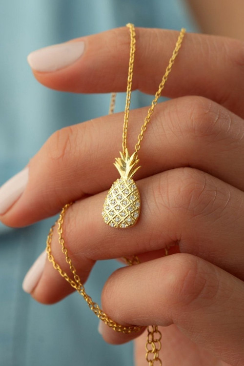 925 Ayar Gümüş Ananas Kolye
