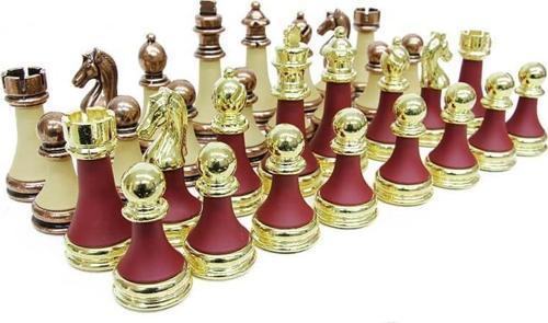 Satranç Taşı Zamak Polyester Krem Bordo Dekoratif Hediyelik