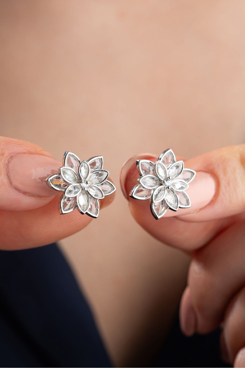 925 Ayar Gümüş Lotus Çiçeği Küpe