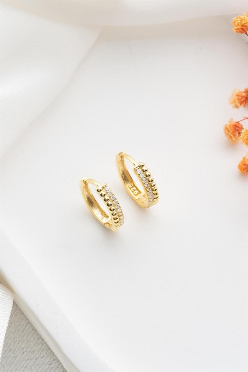925 Ayar Gold Halka Gümüş Küpe