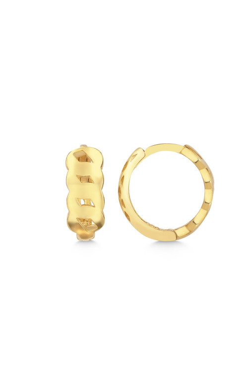 925 Ayar Gümüş Gold Örgü Küpe