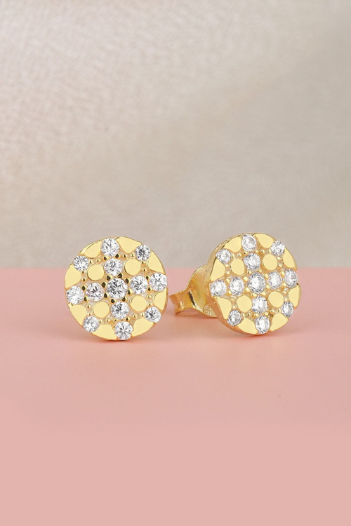 925 Ayar Gold Zirkon Taşlı Gümüş Küpe