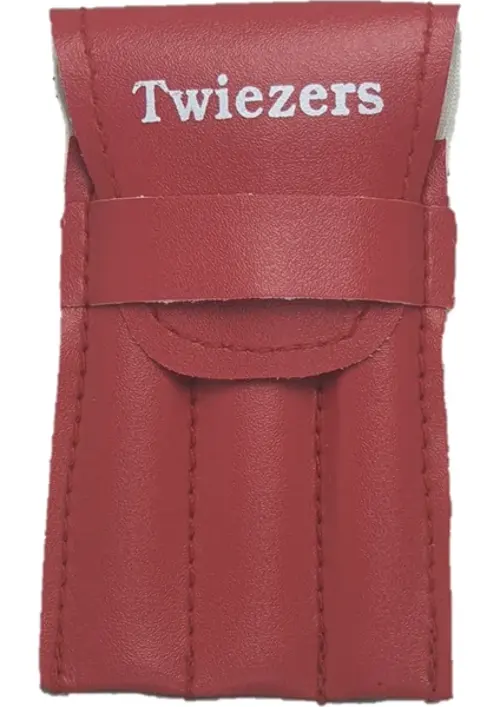 TWZSET3221 Deri Çantalı 3'lü Paslanmaz Çelik Cımbız Seti - Kırmızı/Kırmızı