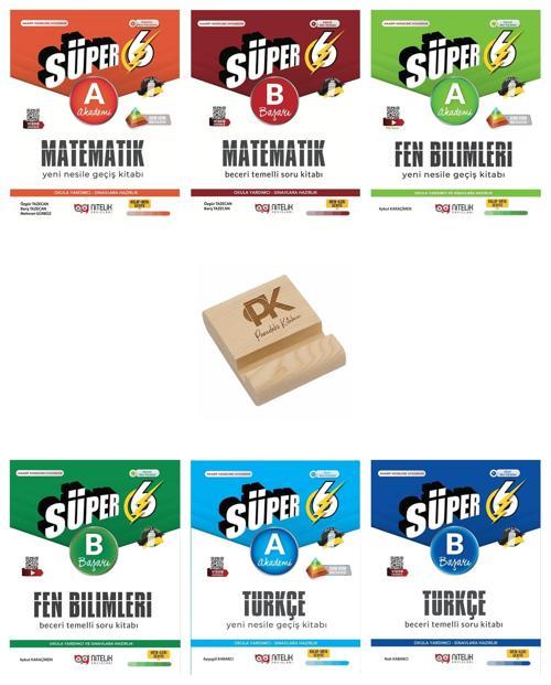 Nitelik 6. Sınıf Süper A-B Serisi Matematik Fen ve Türkçe Soru Bankası 6lı Set + Telefon Standı