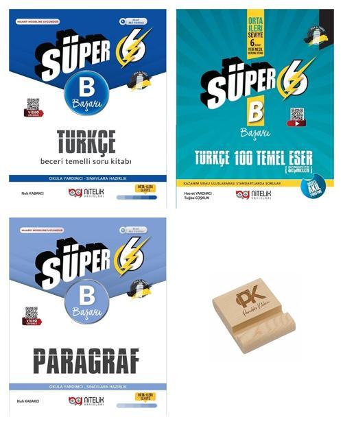 Nitelik 6. Sınıf Süper B Serisi Türkçe 100 Temel Eser ve ParagrafSoru Bankası 3lü Set+Telefon Standı