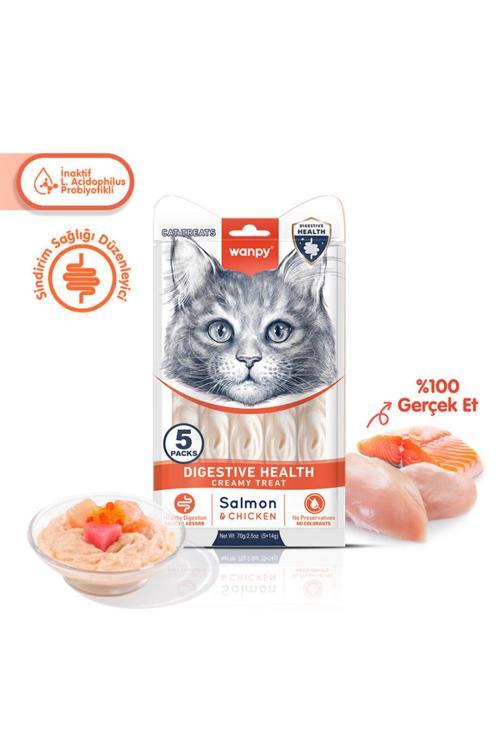Sindirim Sağlığı Düzenleyici Kedi Ödül Maması Somon & Tavuk Probiyotikli Kedi Ödül Kreması 5X14Gr