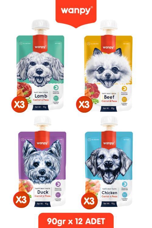 12 Adet Karma Taze Köpek Ezmesi Köpek Ödülü 90 Gr. X 12 Adet