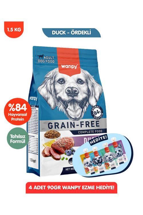Hediyeli Ördekli Tahılsız Yetişkin Köpek Maması 1,5Kg + 4Lü Yaş Mama 90Gr Hediyeli!