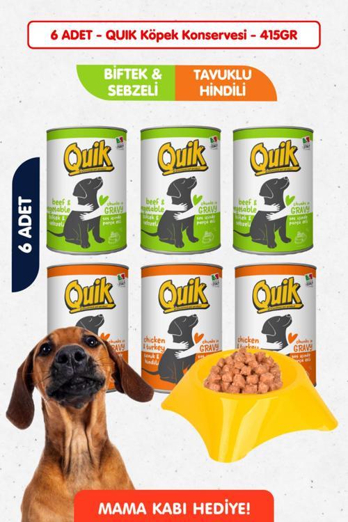 6Lı Set - Biftek & Tavuk & Hindili Yüksek Proteinli Köpek Konserve Yaş Maması - 415Gr X 6